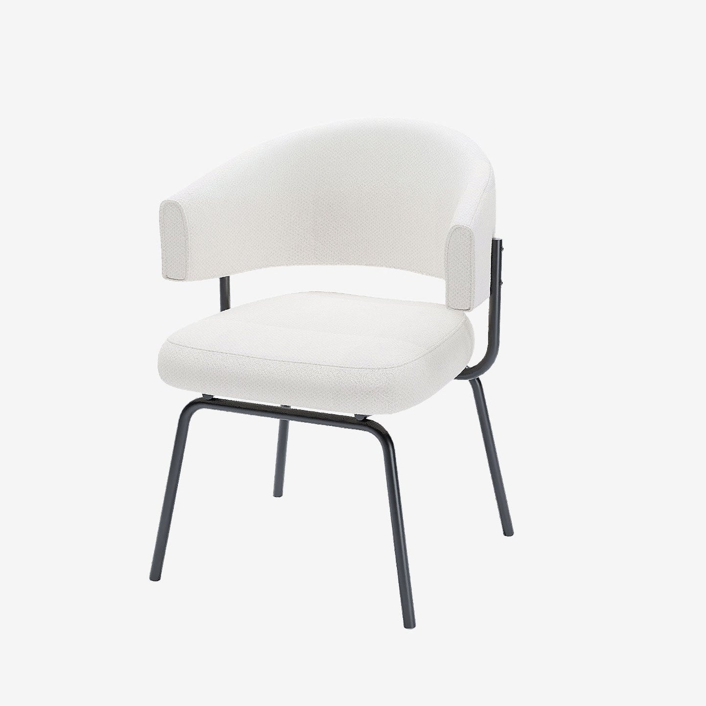 Lot de 2 chaises avec accoudoirs tendance en tissu chenille blanc Silva