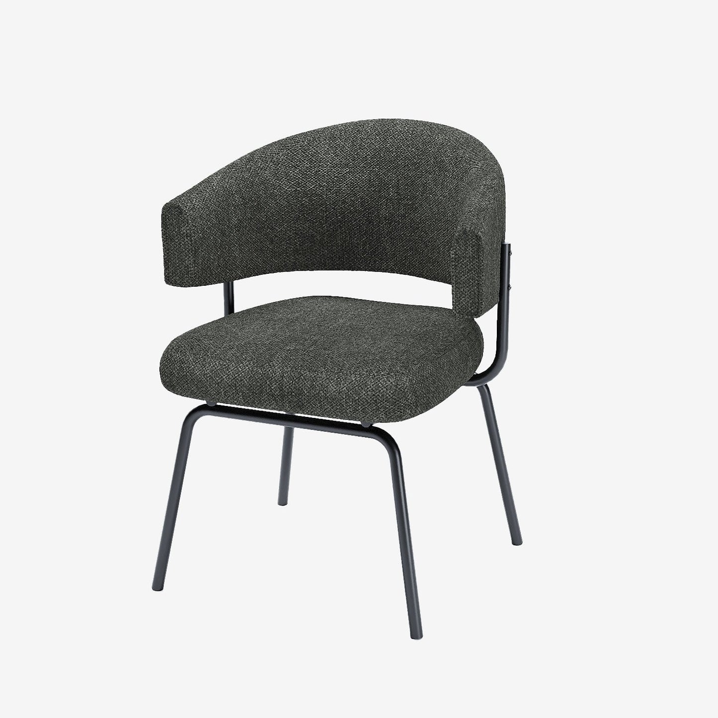Lot de 2 chaises avec accoudoirs tendance en tissu chenille gris-anthracite Silva