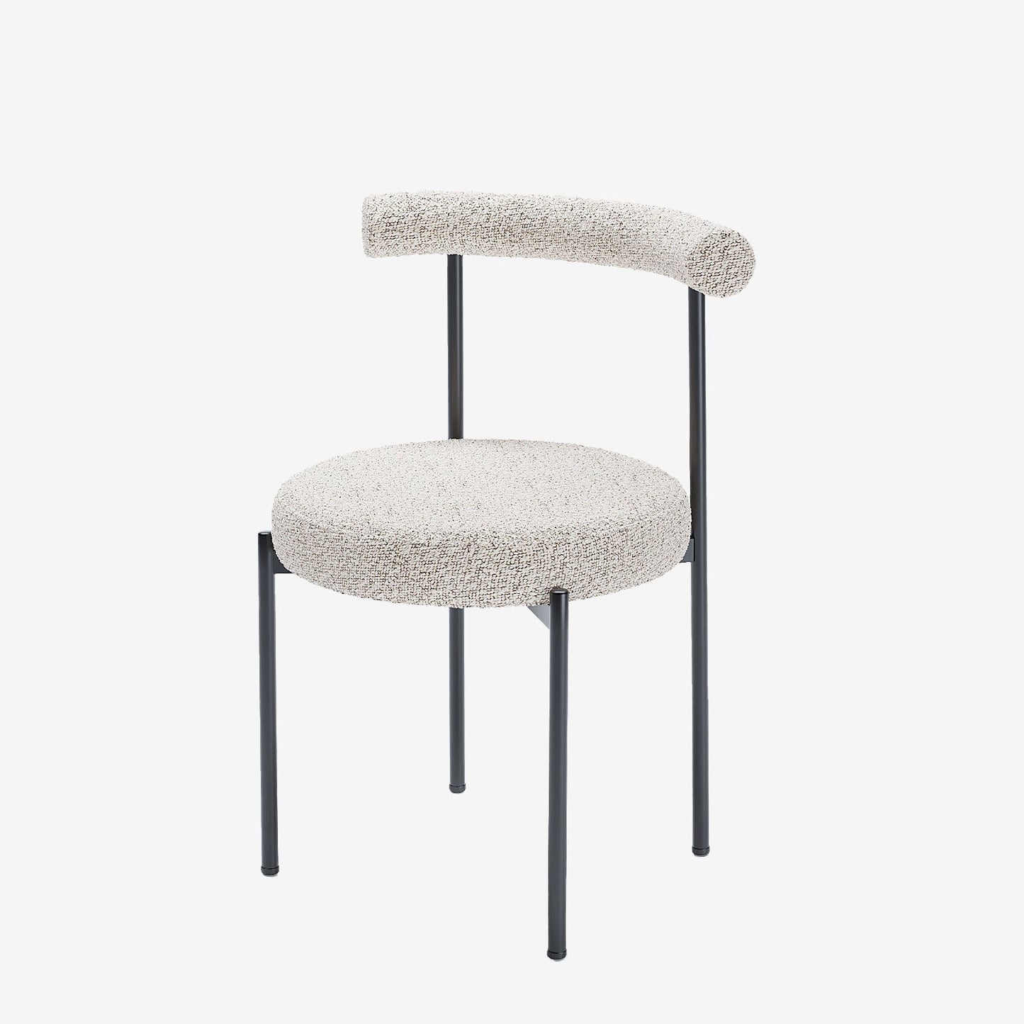 Lot de 2 chaises de salle à manger design moderne, bouclette grise et blanche Julia