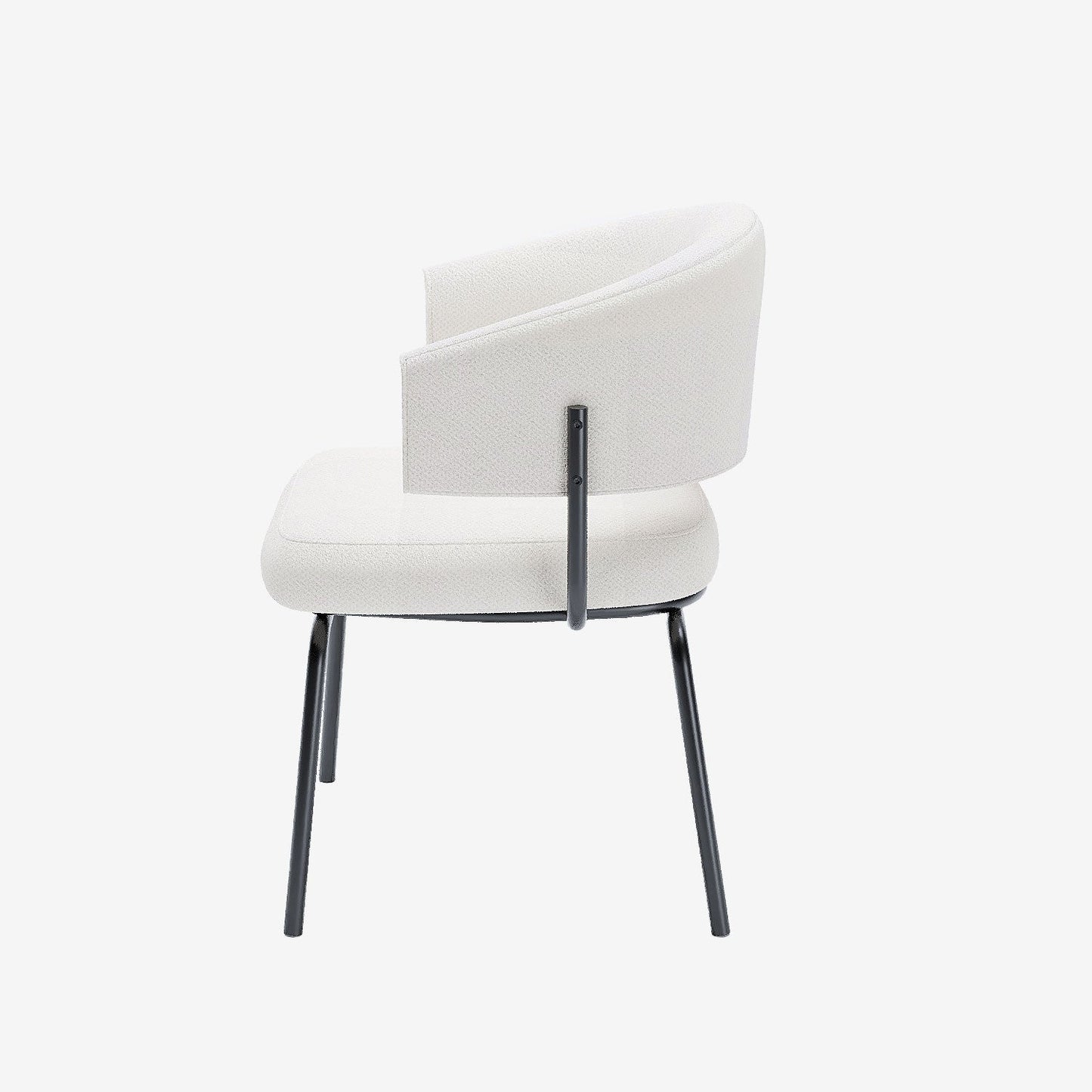 Lot de 2 chaises avec accoudoirs tendance en tissu chenille blanc Silva