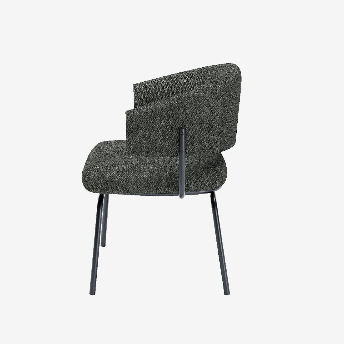 Lot de 2 chaises avec accoudoirs tendance en tissu chenille gris-anthracite Silva