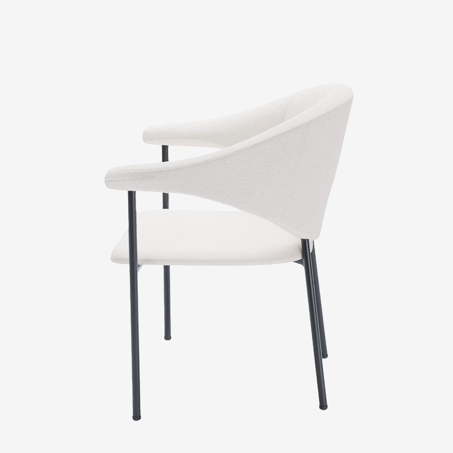 Lot de 2 chaises avec accoudoir design en velours blanc crème Jeanne