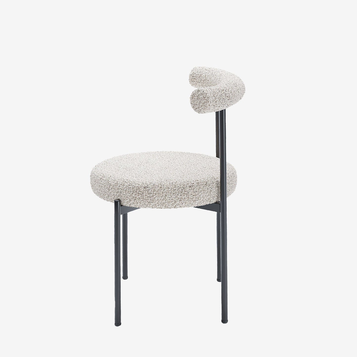 Lot de 2 chaises de salle à manger design moderne, bouclette grise et blanche Julia