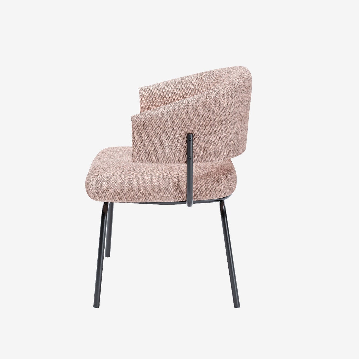 Lot de 2 chaises avec accoudoirs tendance en tissu chenille rose poudré Silva