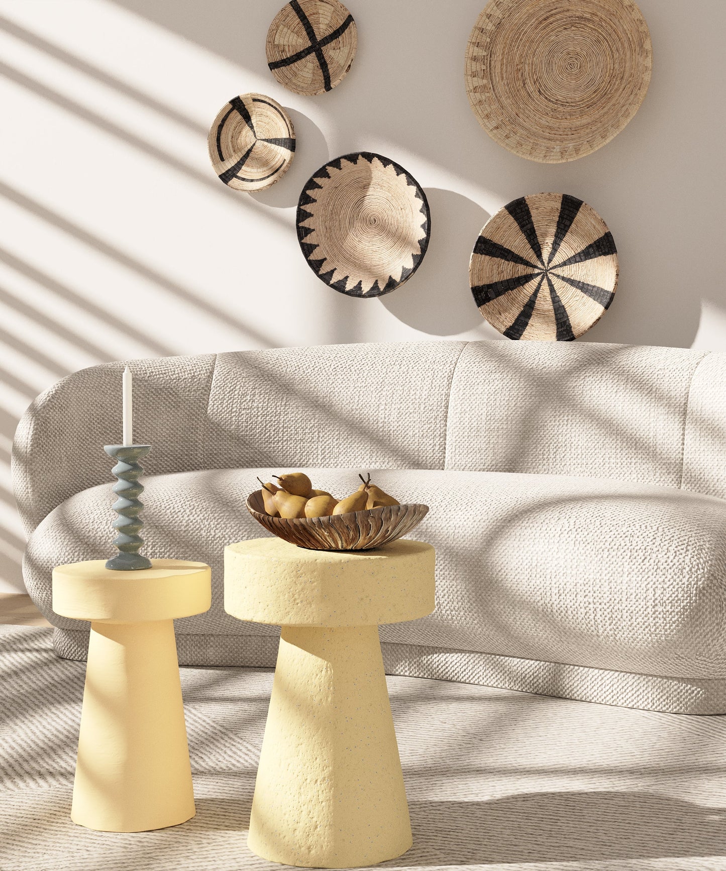 Petite table d'appoint ronde design en magnésie crème Anémone