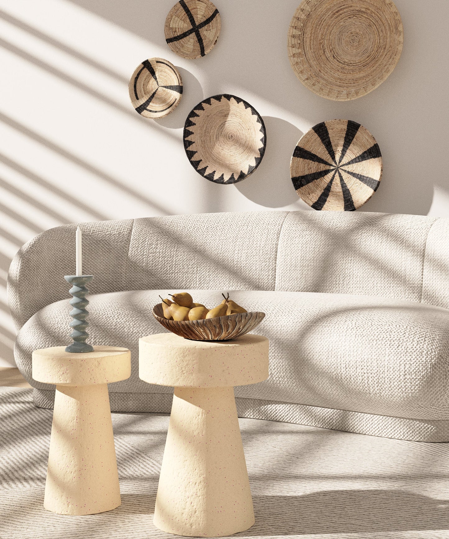 Petite table d'appoint ronde design en magnésie mouchetée rose Anémone