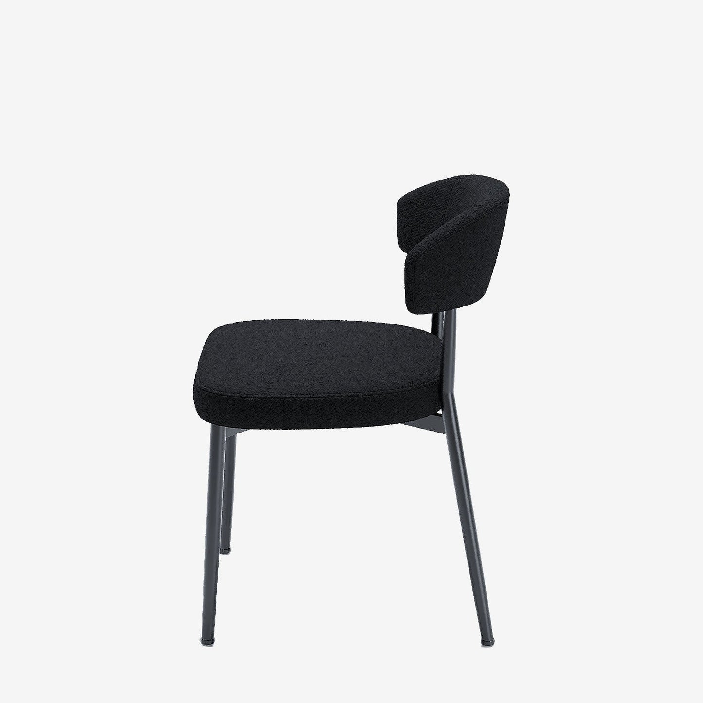 Lot de 2 chaises de salle à manger en tissu bouclette gris anthracite & métal noir Mona