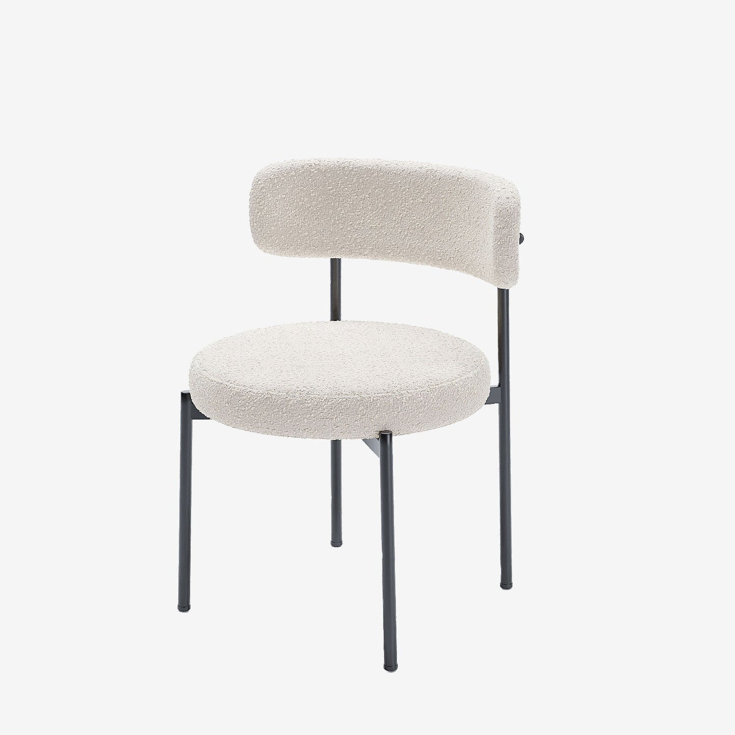 Lot de 2 chaises de table bouclette blanche Scarlett