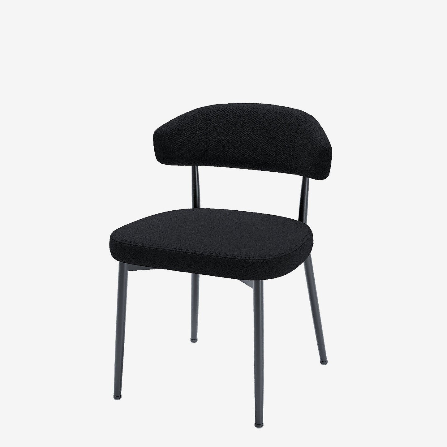 Lot de 2 chaises de salle à manger en tissu bouclette gris anthracite & métal noir Mona
