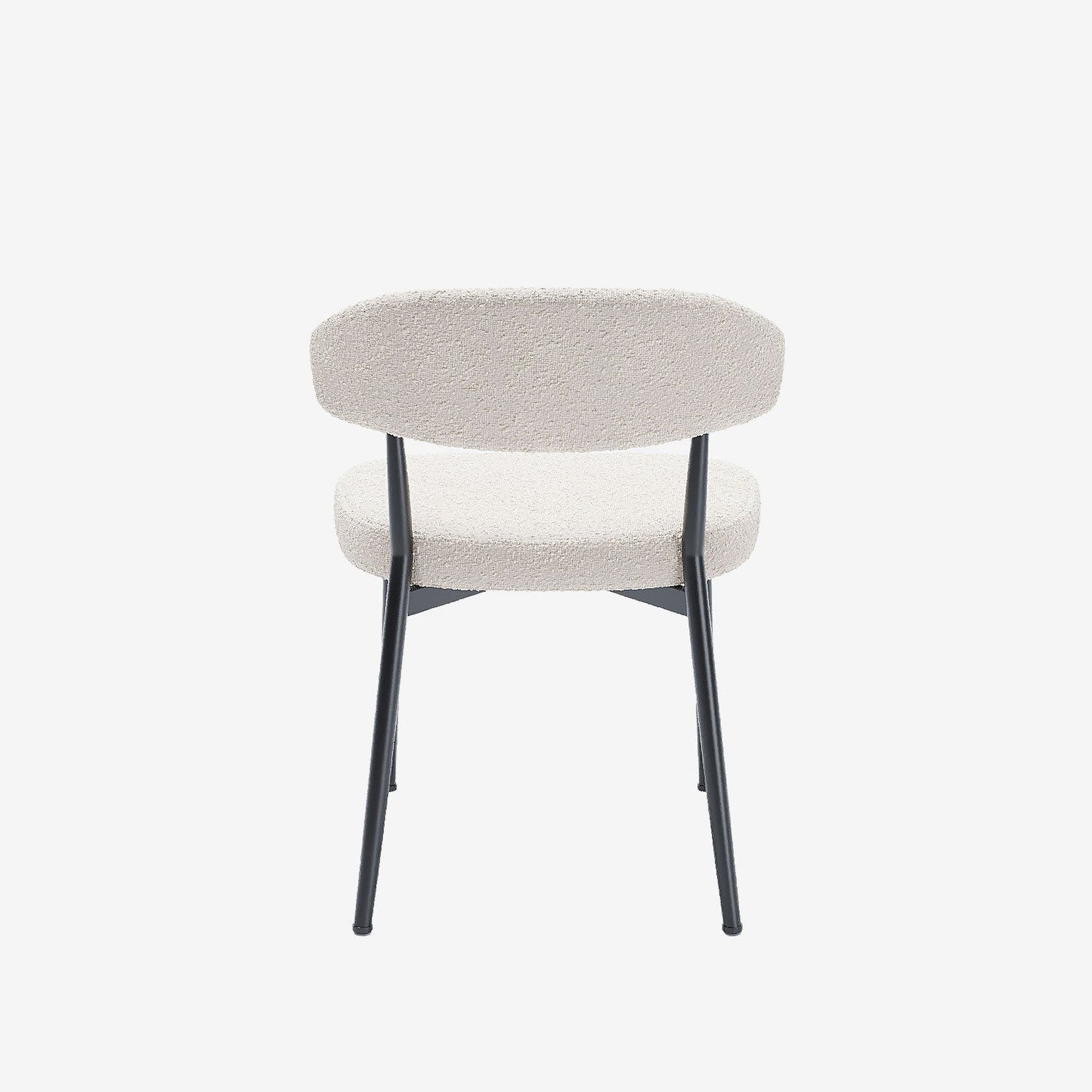 Lot de 2 chaises de salle à manger en tissu bouclette blanche & métal noir Mona