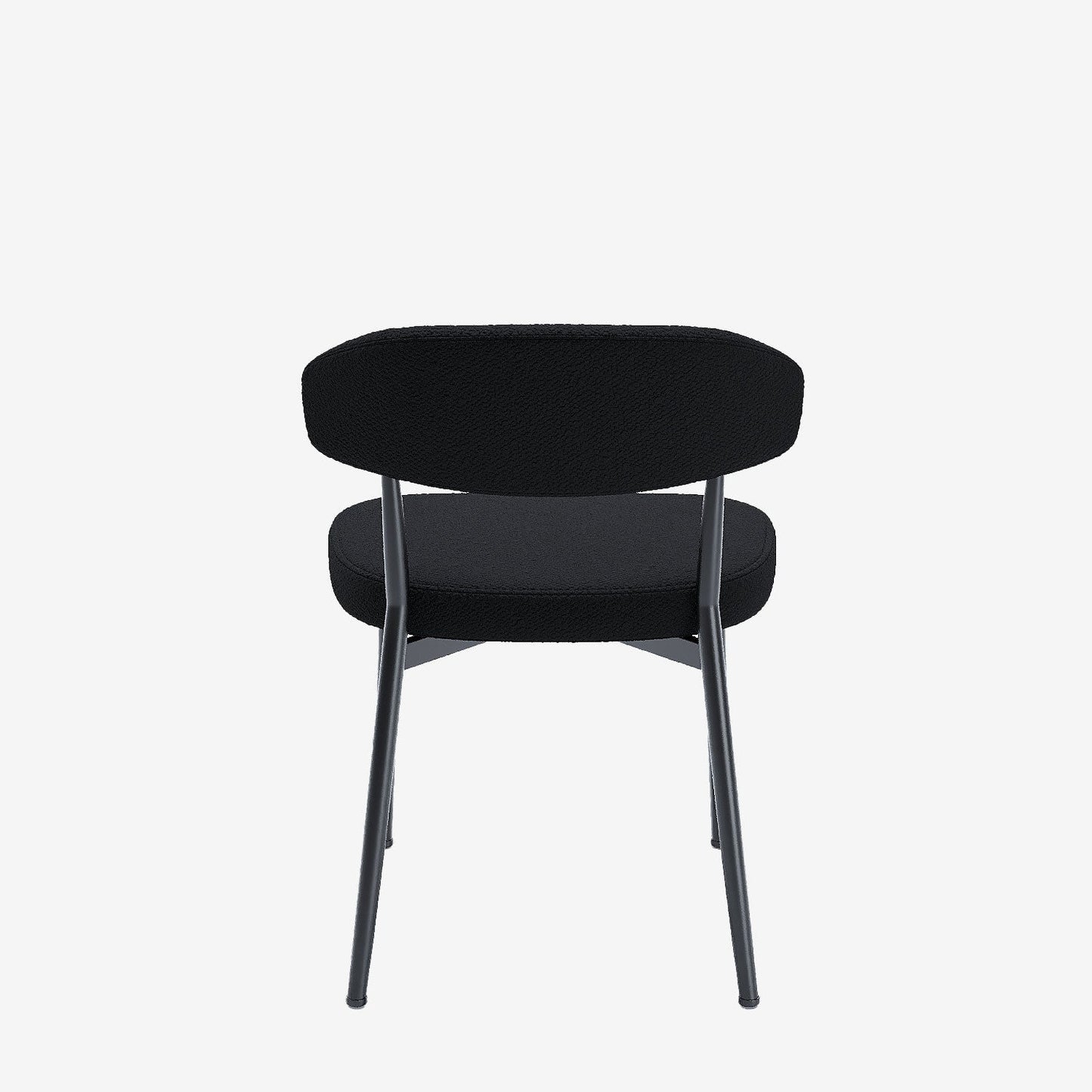 Lot de 2 chaises de salle à manger en tissu bouclette gris anthracite & métal noir Mona