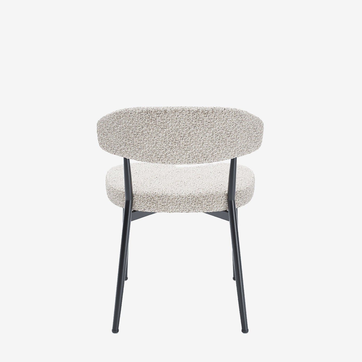 Lot de 2 chaises de salle à manger en tissu bouclette gris et blanc & métal noir Mona