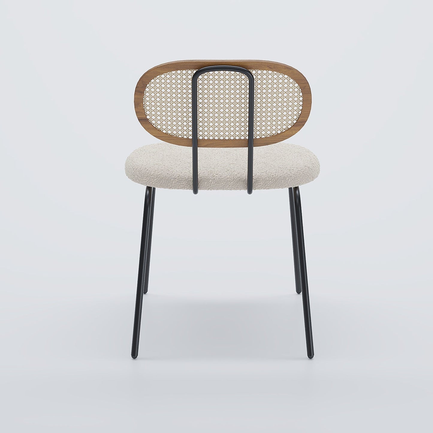 Lot de 2 chaises cannage et tissu bouclé blanc Gabrielle