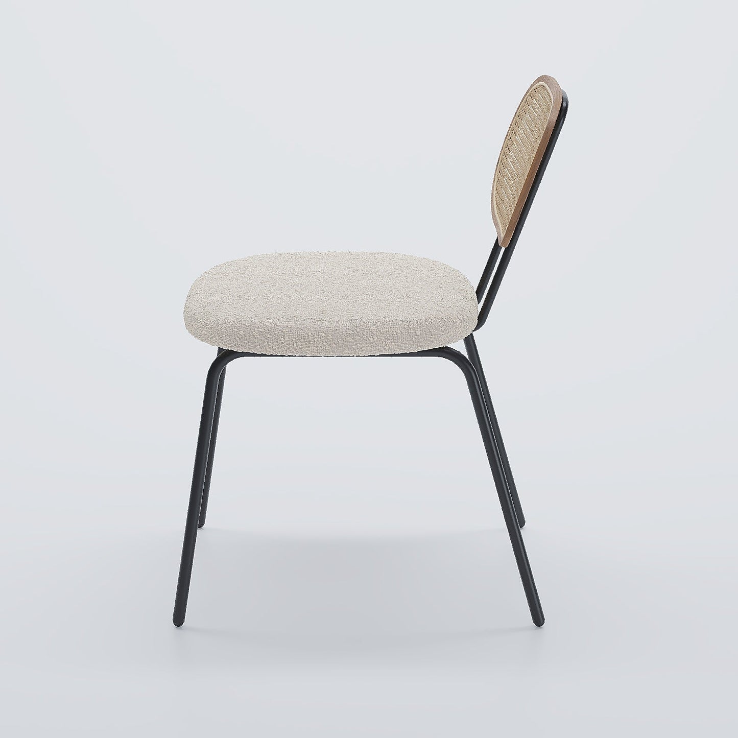 Lot de 2 chaises cannage et tissu bouclé blanc Gabrielle