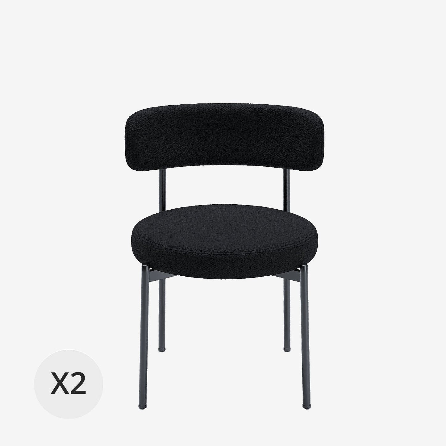 Lot de 2 chaises de table bouclette grise anthracite Scarlett