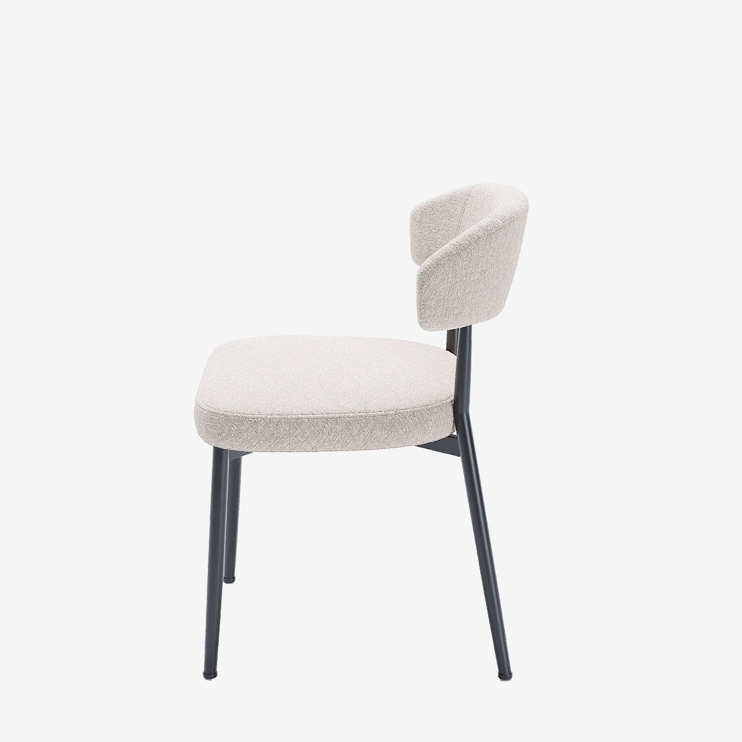 Lot de 2 chaises de salle à manger en velours crème & métal noir Mona