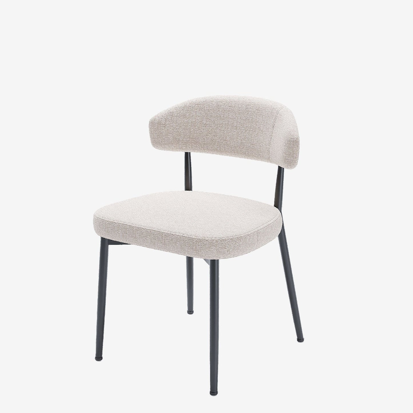 Lot de 2 chaises de salle à manger en velours crème & métal noir Mona