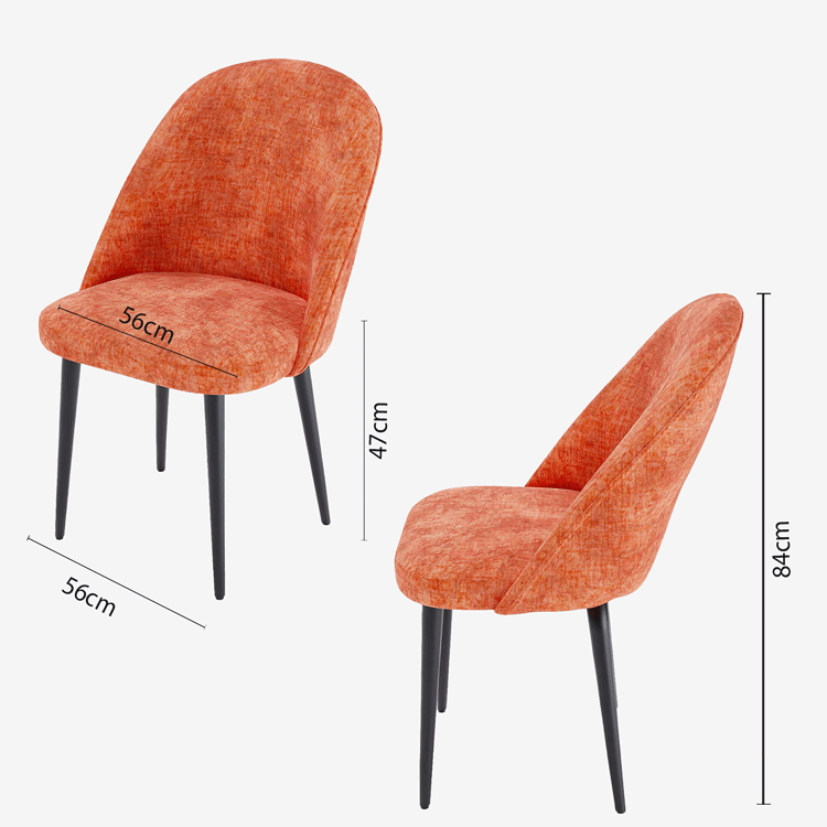 Lot de 2 chaises en velours & métal noir