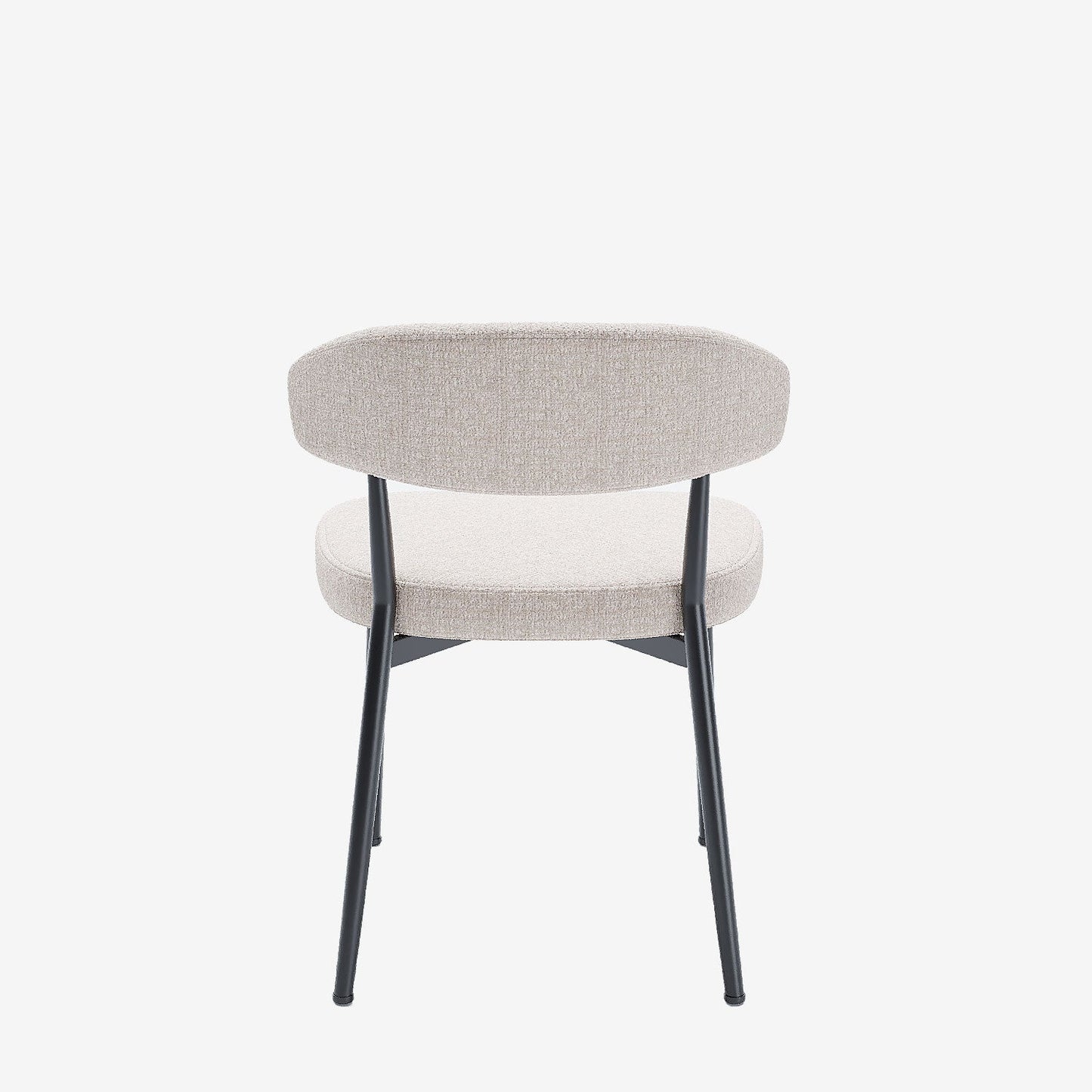 Lot de 2 chaises de salle à manger en velours crème & métal noir Mona