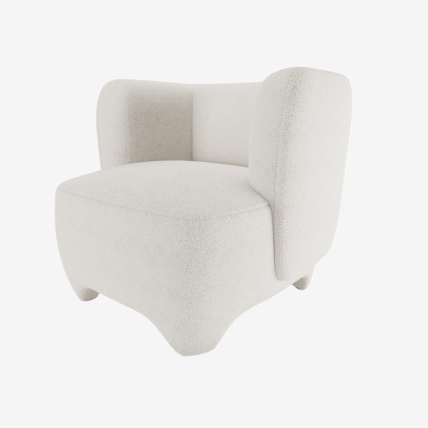 Fauteuil en laine bouclée écrue
