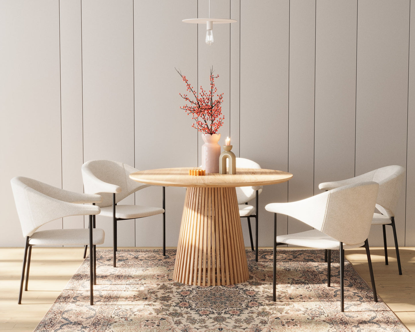 Lot de 2 chaises avec accoudoir design en velours blanc crème Jeanne