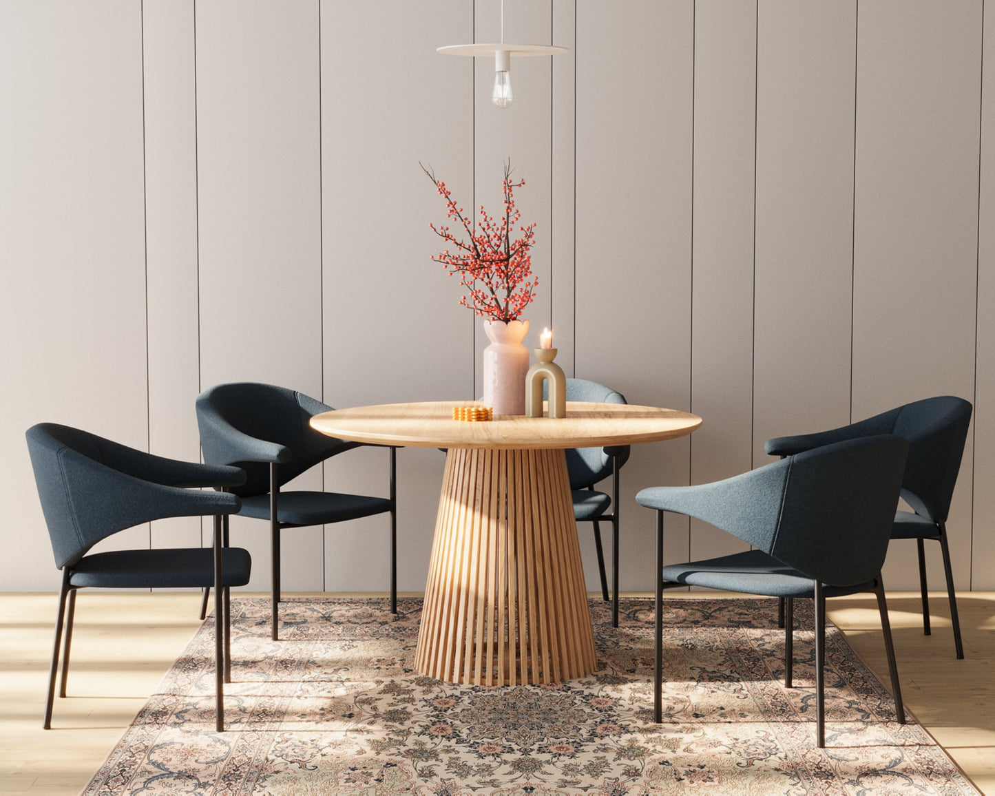 Lot de 2 chaises avec accoudoirs design en velours bleu Jeanne
