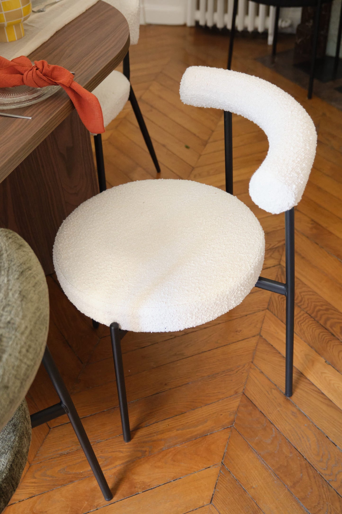 Lot de 2 chaises de salle à manger design moderne, bouclette blanche Julia