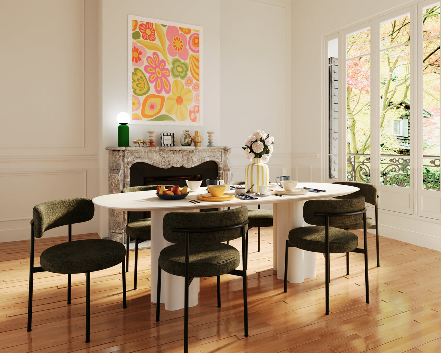 Lot de 2 chaises de salle à manger design moderne, velours vert Julia