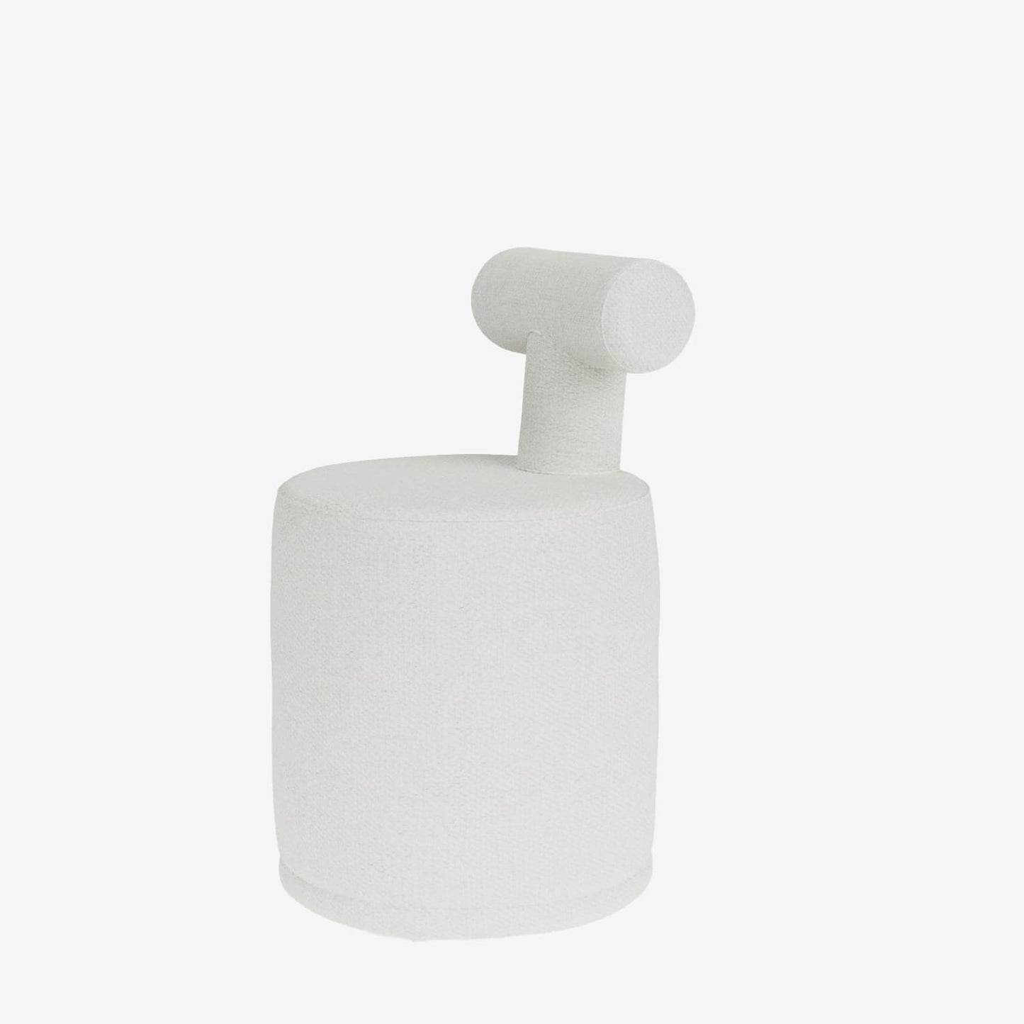 Tom – Pouf avec dossier en tissu chenille blanc