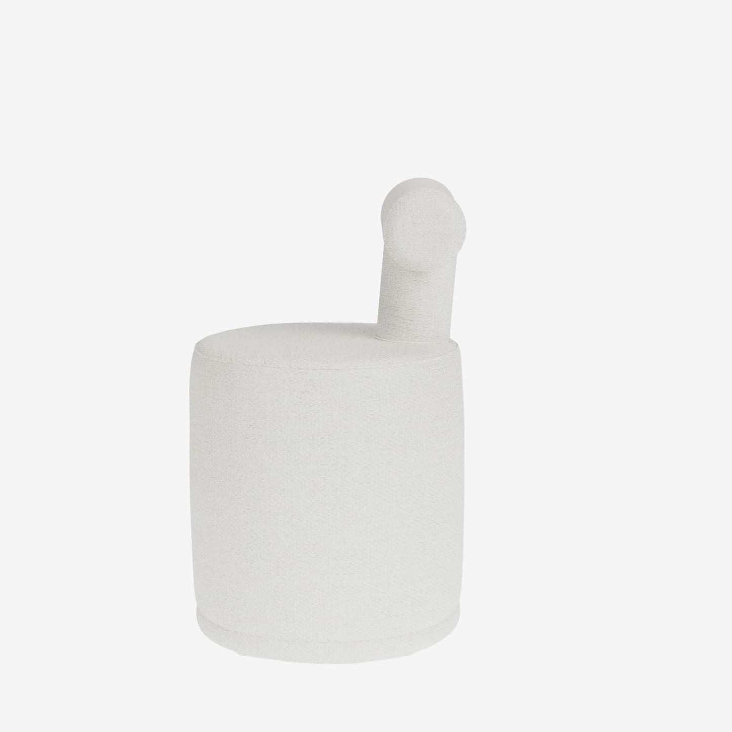 Tom – Pouf avec dossier en tissu chenille blanc
