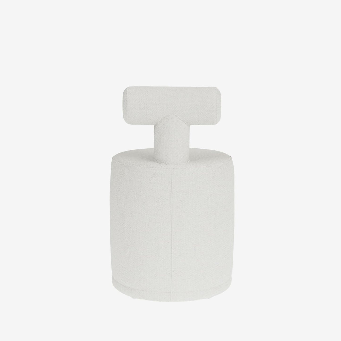 Tom – Pouf avec dossier en tissu chenille blanc