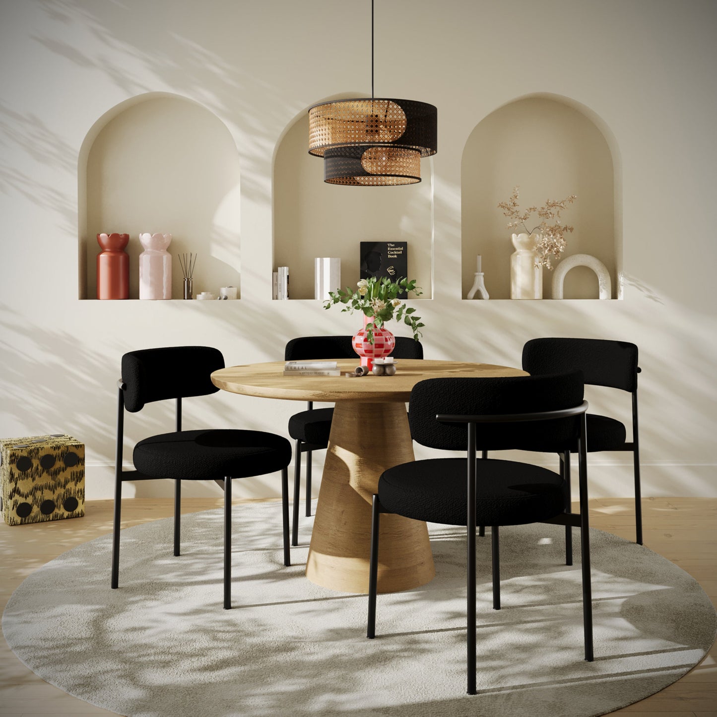 Lot de 2 chaises de table bouclette grise anthracite Scarlett