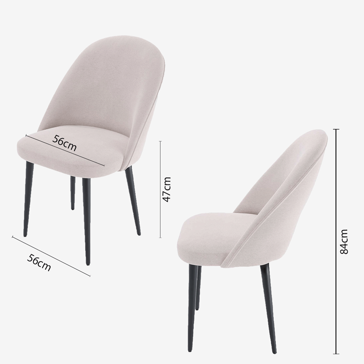 Lot de 2 chaises tissu & métal noir