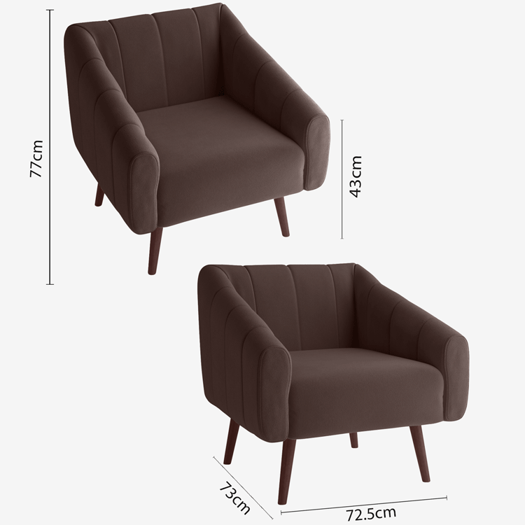 Fauteuil en velours marron
