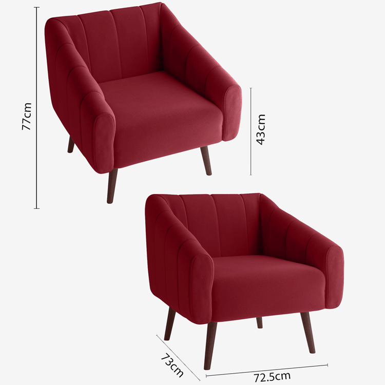 Fauteuil en velours bordeaux