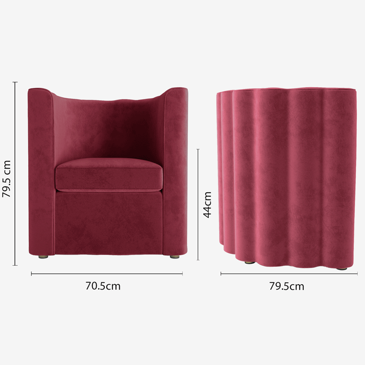 Fauteuil vintage en velours bordeaux