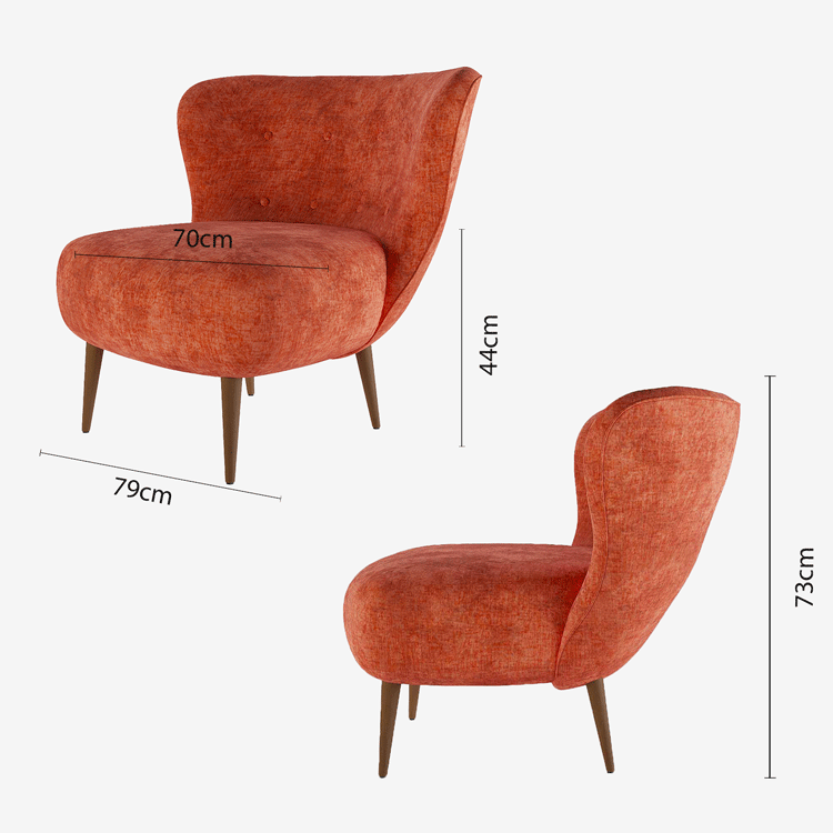 Fauteuil en velours ocre et bois