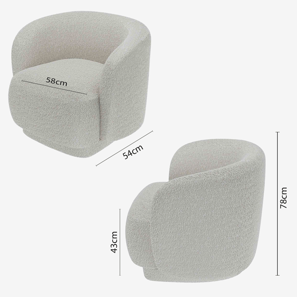 Fauteuil bouclette couleur gris-crème Victoria