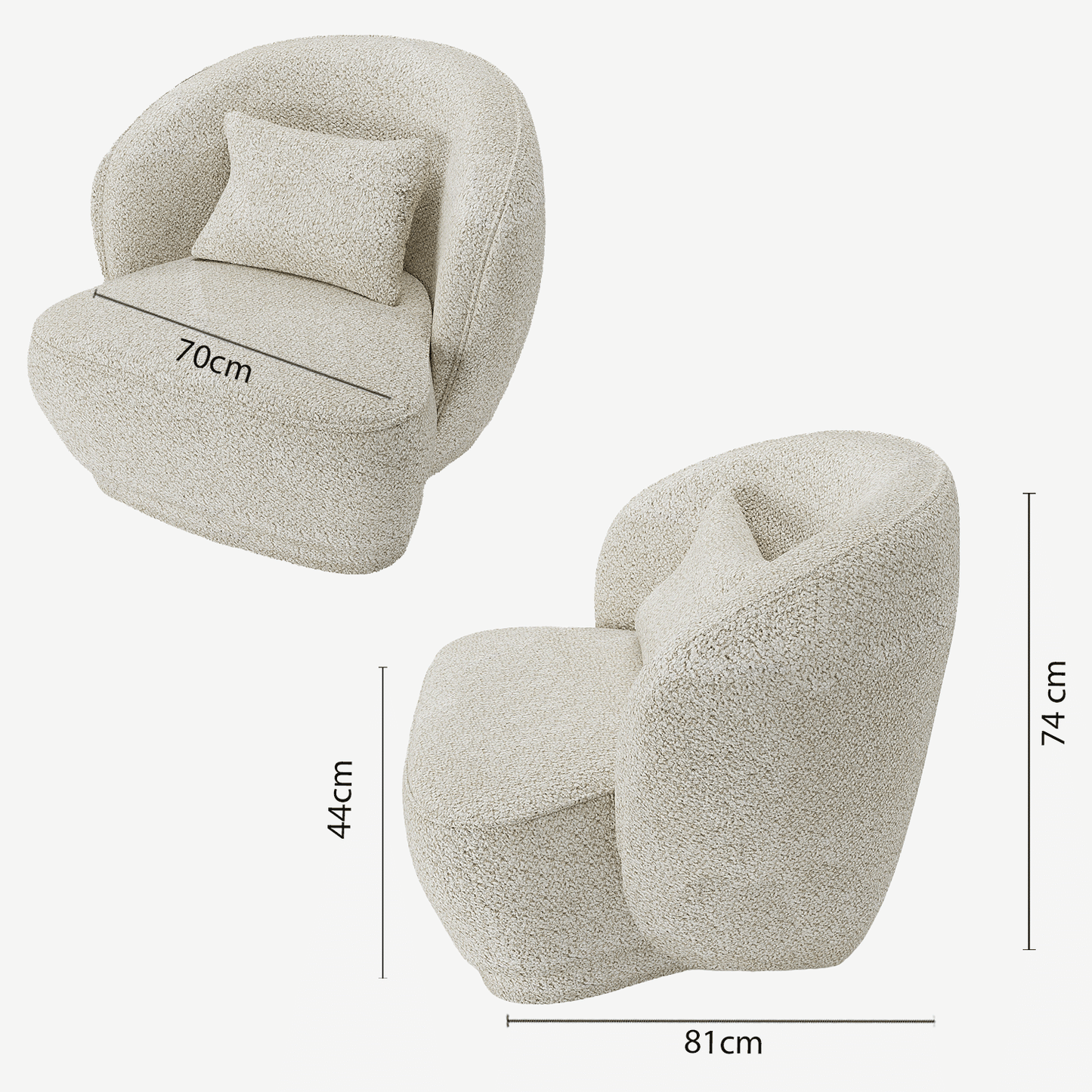 Fauteuil design bouclé beige Pablo