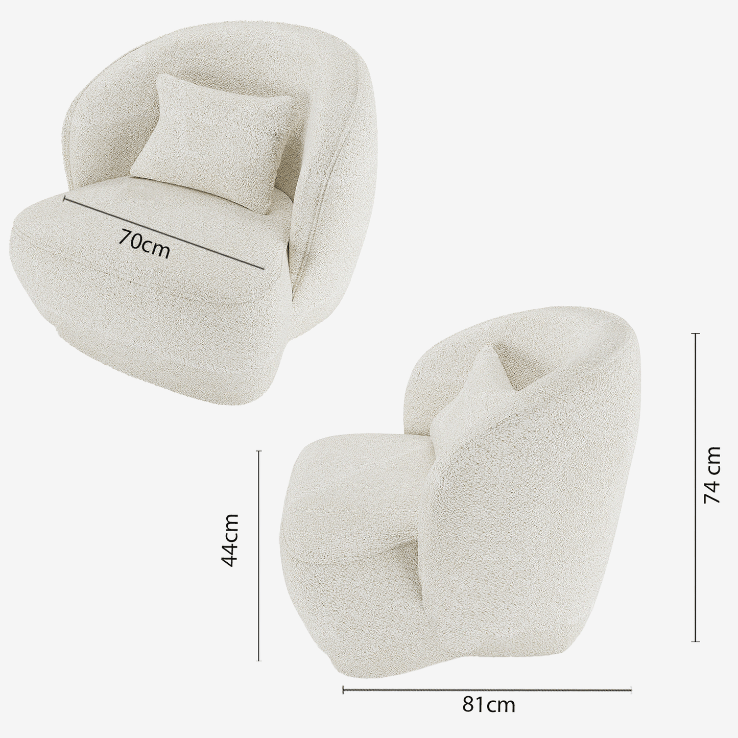 Fauteuil design bouclé blanc Pablo