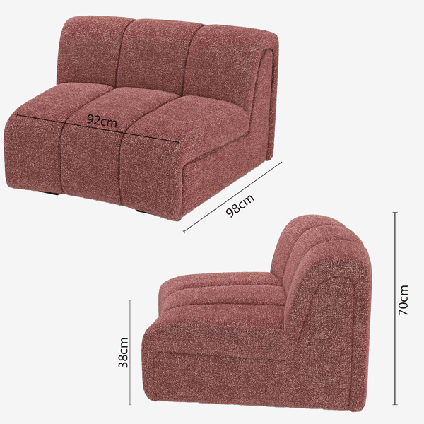 Chauffeuse d'angle pour canapé modulable en tissu bouclette rose Hélène