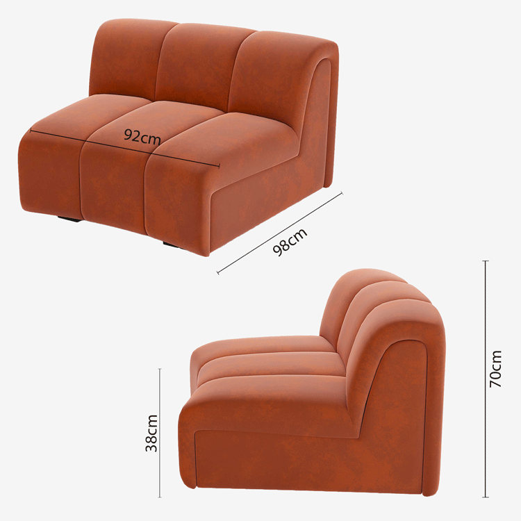 Chauffeuse d'angle pour canapé modulable en velours ocre Hélène
