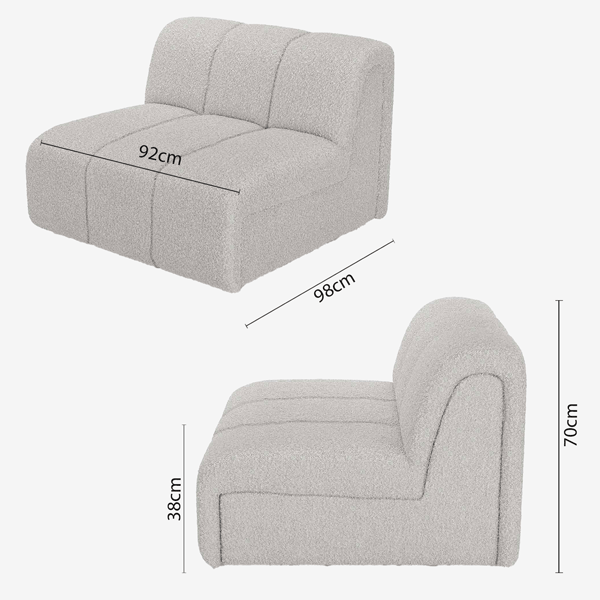 Canapé modulable en tissu bouclette gris-crème