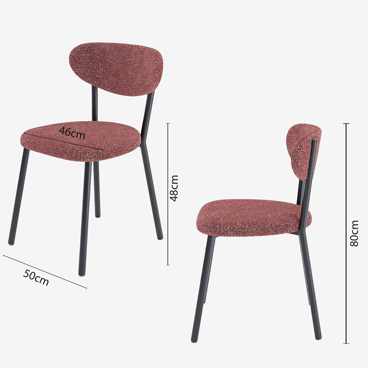Lot de 2 chaises tissu bouclette pied métal