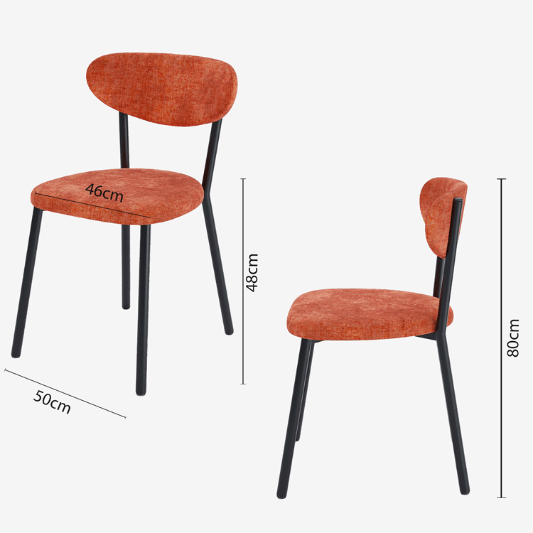Lot de 2 chaises velours pied métal