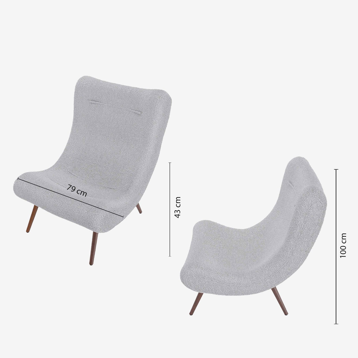 Fauteuil avec repose-pieds bouclé