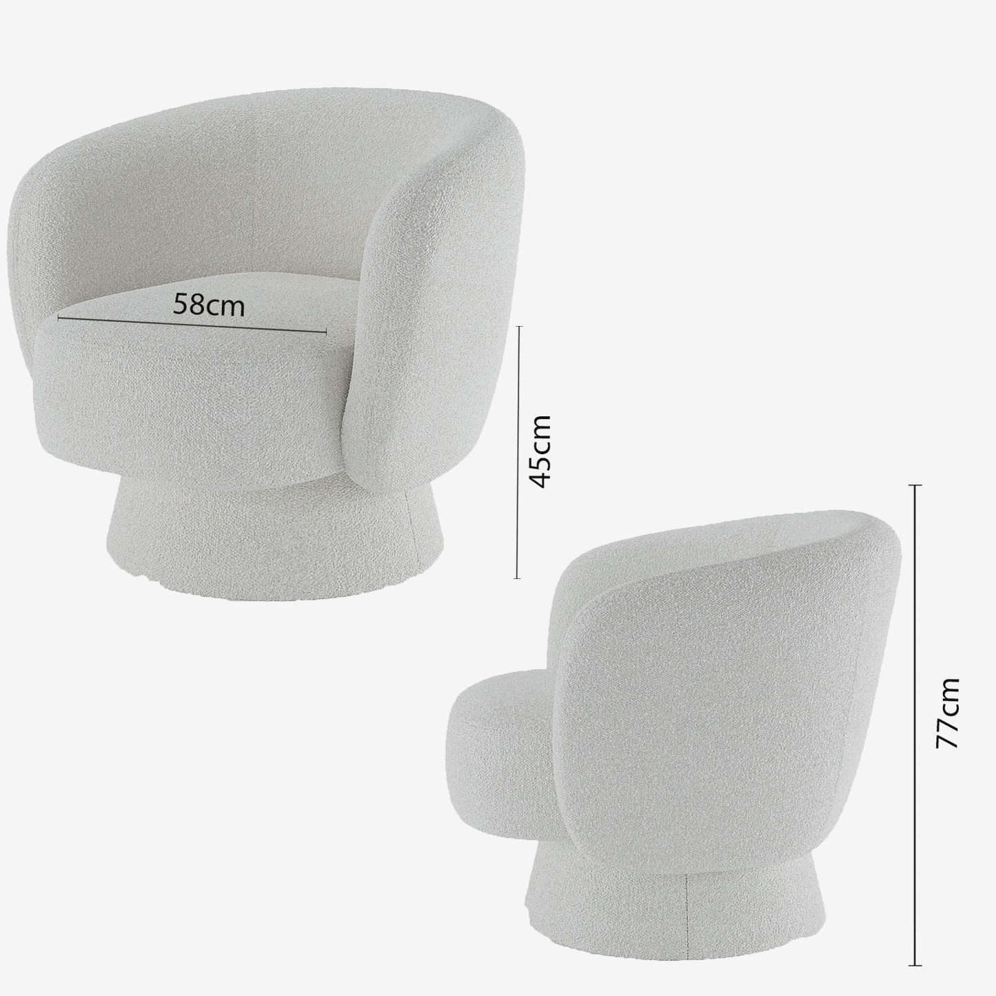 Fauteuil bouclette pivotant blanc Salma