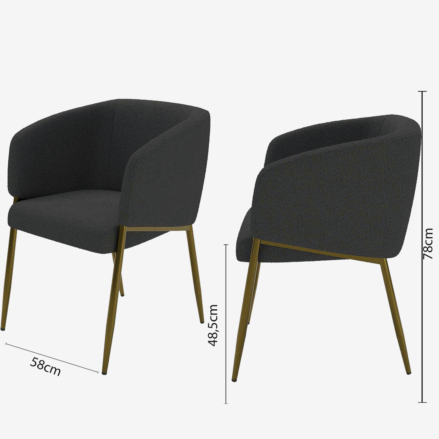 Fauteuil de salle à manger bouclette gris foncé Basile