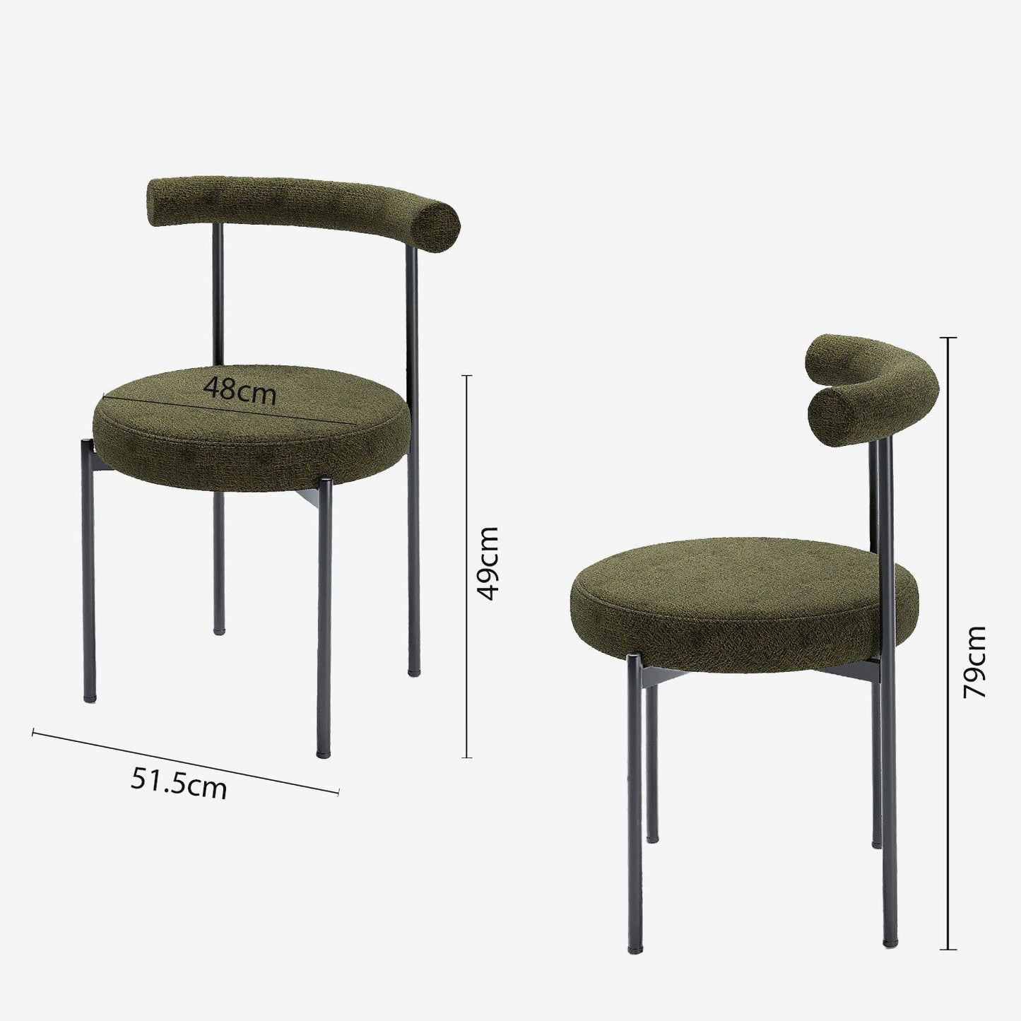 Lot de 2 chaises de salle à manger design moderne, velours vert Julia