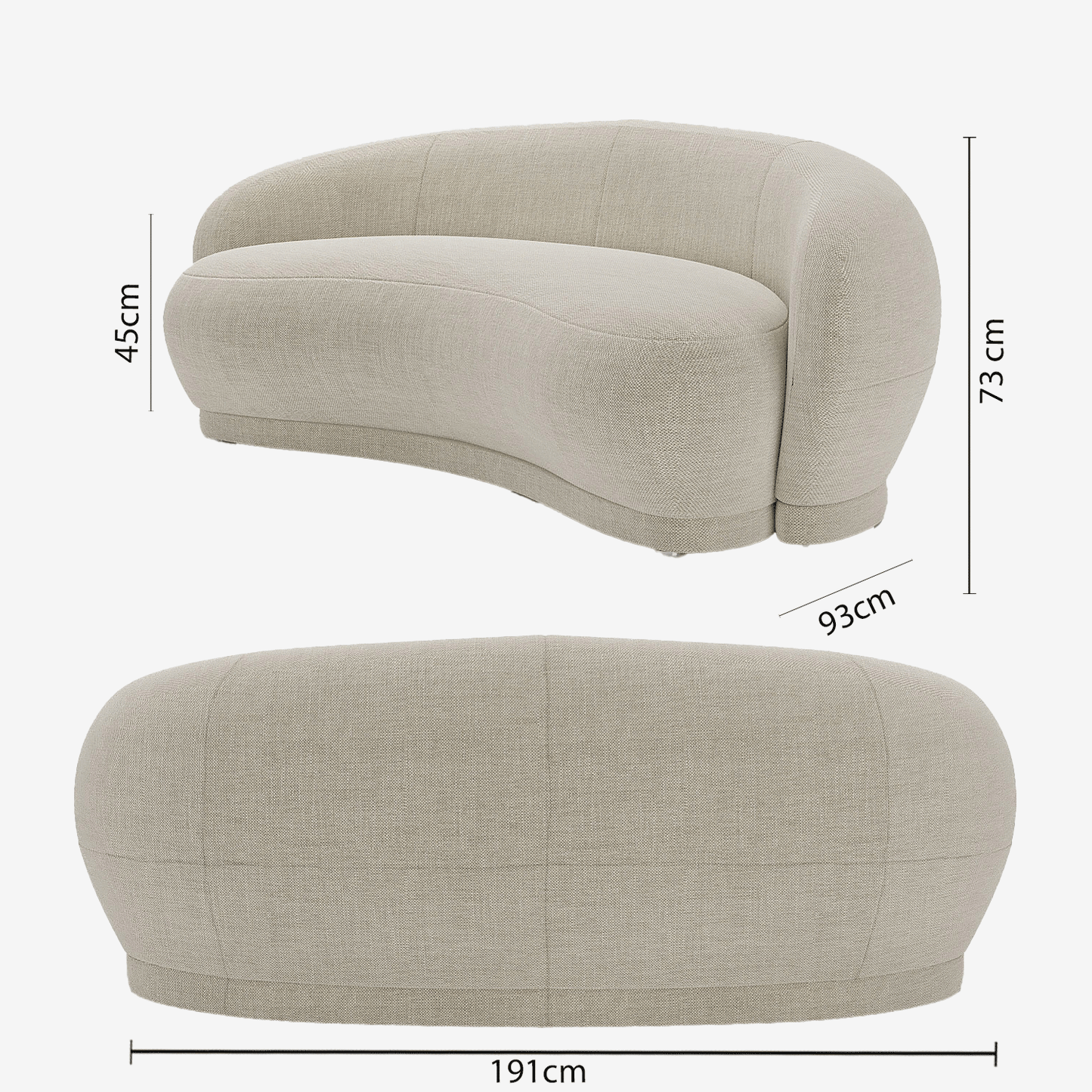 Canapé design tissu beige Bianca